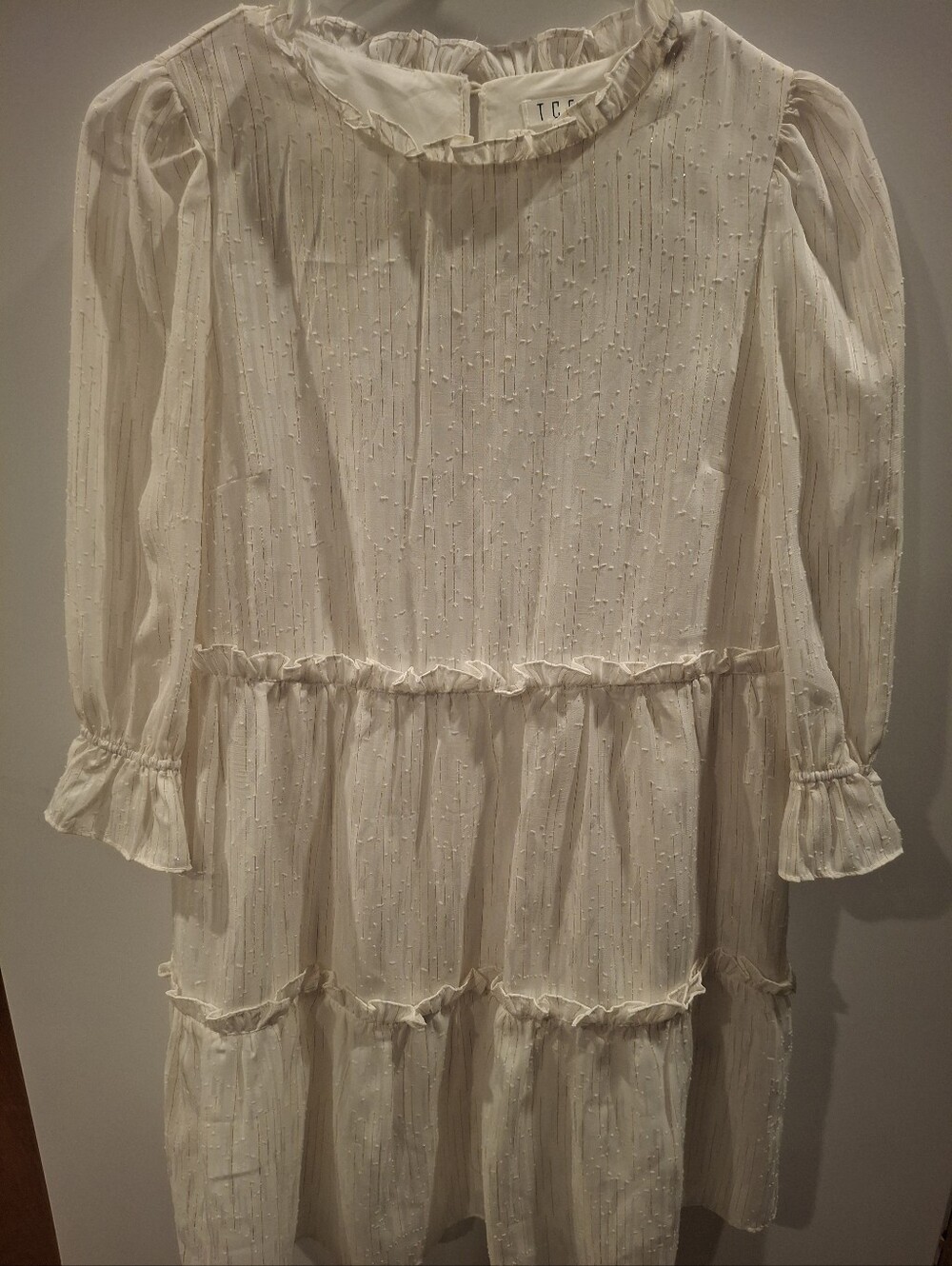TCEC Cream Ruffle Tiered Peasant Tunic
